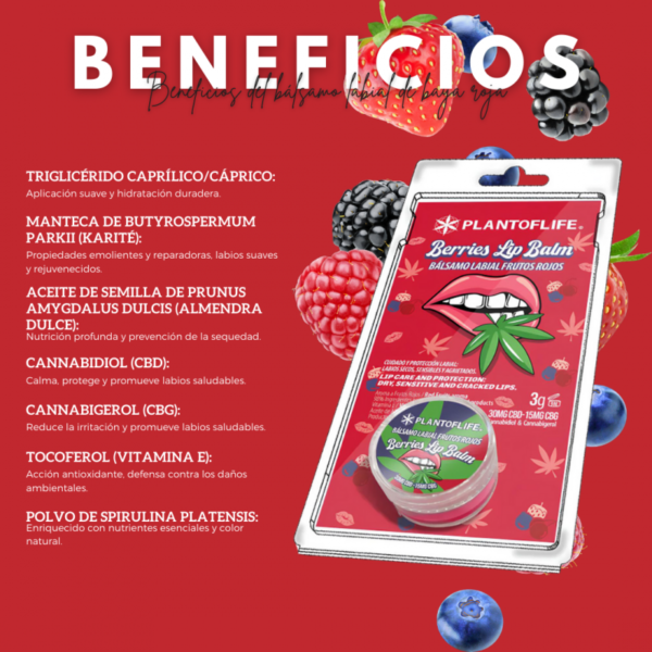 Balsamo Labial Frutos Rojos CBD - Imagen 2